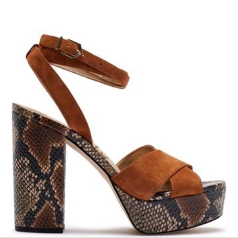 Sam Edelman Mara Snake Embossed Platform Sz 8